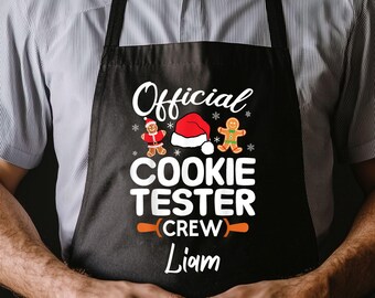 Official Cookie Tester Crew Apron: Personalized Name, Christmas Gift