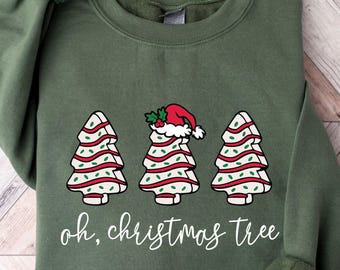 Sudadera Oh Árbol de Navidad, Camiseta Navideña Retro, Sudadera Navideña Divertida, Camiseta Pastel de Navidad, Camiseta Feliz Navidad, Camiseta para Amantes de los Pasteles
