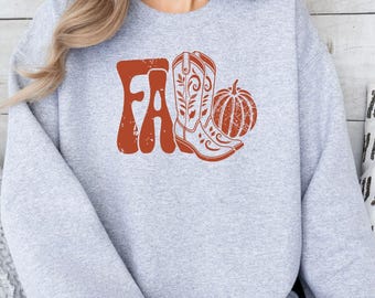 Western Fall Sweatshirt, Cowgirl Boots Shirt, Fall Season T-shirt, Vintage Cozy Fall Sweatshirt, Pumpkin Season Tee, Cute Fall Vibes T-shirt