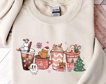 Retro Christmas Coffee Sweatshirt, Festive Drink Crewneck