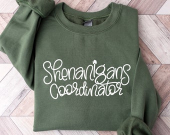Shenanigans Coordinator Sweatshirt, Women's Shamrocks Shirt, Matching St Patrick's Day Tee, Funny St Pattys Day, Cute Lucky Irish Sweatshirt