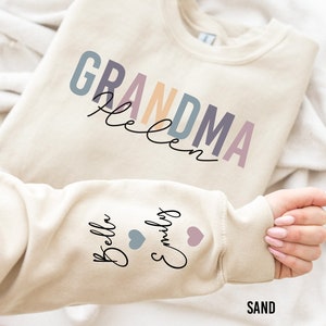 Custom Grandma Sweatshirt with Children Name on Sleeve, Personalized Grandma Sweatshirt, Mothers Day Gift, Gift for Grandma, Mama Pullover