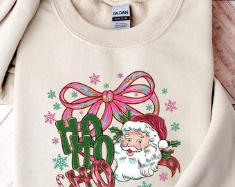 Vintage Santa Ho Ho Ho Ho Ho Sweatshirt, Holiday Party Outfit