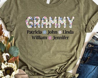 Custom Grammy Shirt With Grandkids Names: Mother's Day Gift, Grandma Sweatshirt