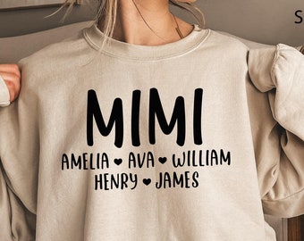 Custom MIMI Sweatshirt, Personalized Mimi Shirt, Gift for Mom, Mothers Day Gifts, Nana Tee, Grandma Shirt with Grandkids Names, Cool Mom Tee