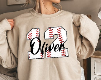 Custom Baseball Shirt, Personalized Baseball Mom Sweatshirt, Custom Baseball Number with Name T-Shirt, Sport Mom Shirt, Baseball Player Gift