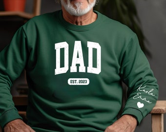 Sudadera personalizada para papá con nombres de niños en la manga, sudadera personalizada para papá, sudadera para papá, camiseta minimalista para papá, regalo para papá