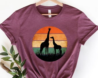 Camiseta de jirafa, camiseta para amantes de los animales, camiseta de jirafa al atardecer, camiseta para amantes de la naturaleza, camiseta para mujer, camiseta de jirafa, camiseta con frases divertidas, camiseta de cumpleaños