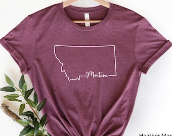 Camisetas del estado de Montana, Camiseta de Montana para el hogar, Camiseta con el mapa del estado de Montana, Ropa de Montana, Regalos de viaje a Montana, Sudadera de Montana, Viaje a Montana