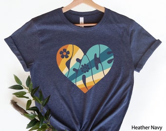 Vintage Peace Heart T-Shirt, Groovy Graphic Tee