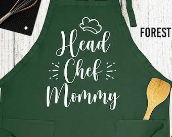 Delantal de chef personalizado, bonito delantal a juego con nombre, delantal de subchef personalizado, delantal de cocina personalizado, delantal del Día de la Madre, delantal a juego para parejas.