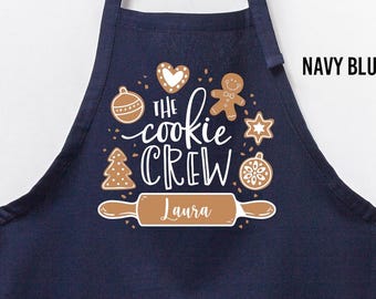 Custom Christmas Cookie Crew Apron: Personalized Name Kitchen Apron