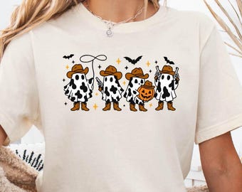 Camisa de vaquero fantasma de Halloween, camisa del oeste de Halloween, camisa de temporada espeluznante, camisa divertida de fantasma, camiseta de fiesta de Halloween, regalo de Halloween para mujeres