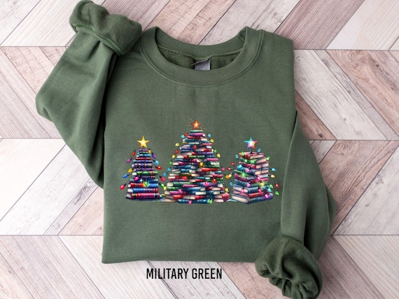Christmas Books Tree Sweatshirt,  Christmas Teacher Shirt, Christmas Gift For Book Lover, Bookish Holiday Sweater, Bookworm Christmas Shirt