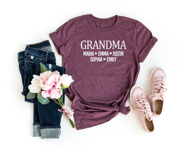 Custom Grandma shirt, Grandma Heart Shirt, Grandma shirt, Grandkids Name Shirt, Gift For Grandma t-shirt, Nana shirt