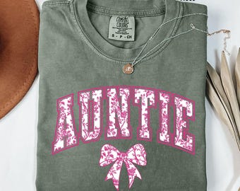 Comfort Colors  Coquette Auntie Shirt: Chinoiserie Aunt Sweater, Auntie Birthday Tee