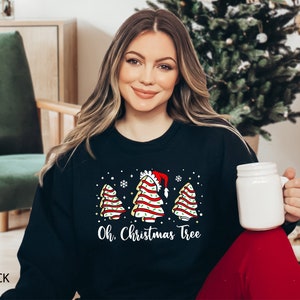 Oh Christmas Tree Sweatshirt, Christmas Cake Sweatshirt, Womens Merry Christmas Shirts, Merry And Bright Christmas Tree Sweatshirt, Xmas Tee