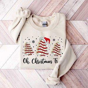 Oh Christmas Tree Sweatshirt, Christmas Cake Sweatshirt, Womens Merry Christmas Shirts, Merry And Bright Christmas Tree Sweatshirt, Xmas Tee