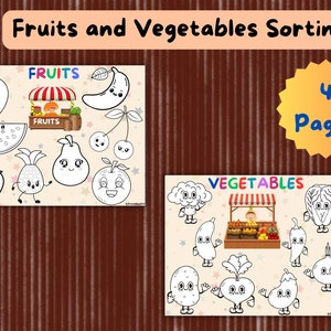 Fruits and Vegetables Sorting Activity Educational Homeschool Printable Activity Preschool Toddler Busy Book Matching Game Montessori Binder