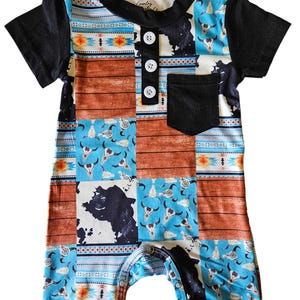 Western Patchwork Romper