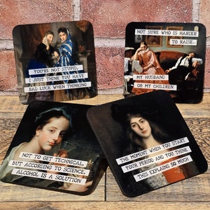 Funny Sarcastic Women Painting Coaster Set: Humorous Home Decor