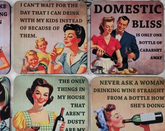 Wine Lover Coaster Set - Includes Six Funny and Sarcastic Coasters