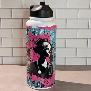 Nurse-Themed 32 oz Stainless Steel Water Bottle – Double Wall Vacuum Insulated