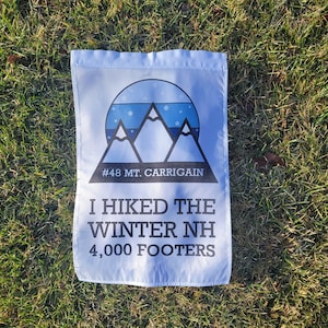 Personalized Winter NH48 Finisher Flag: New Hampshire Hiking Gift