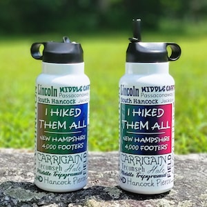 NH 4,000 Footers Water Bottle: Stainless Steel Hiking Gift