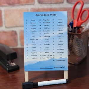 ADK46 - Hiking Tracking Board - Mountain tracker sign for Adirondack 46ers. Keep track of which mountains you hiked!