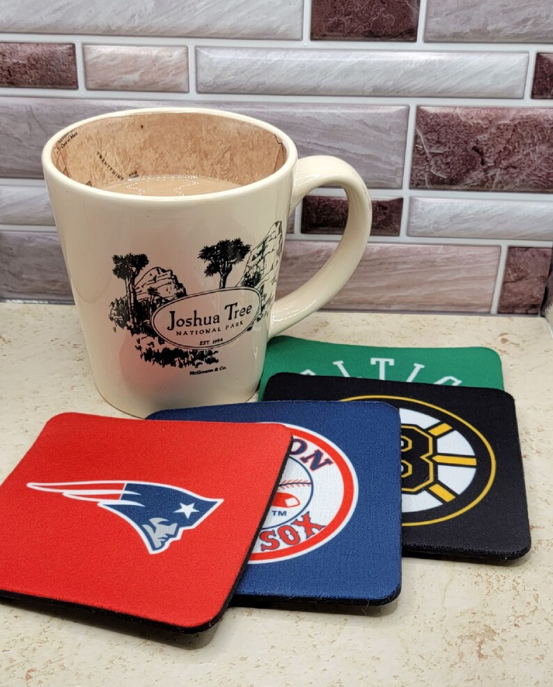 New England Sports Coaster Set New England Patriots Boston Etsy