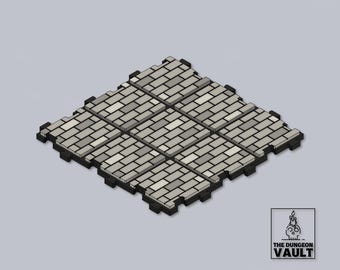 Plateau de table modulaire jeu de tuiles, grille 3 x 3 - motif brique - fichier STL