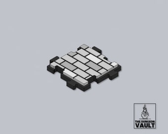 Plateau de table modulaire jeu de tuiles 1 x 1 grille - motif brique - fichier STL