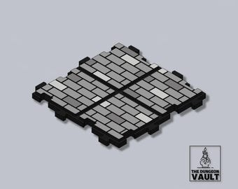 Plateau de table modulaire jeu de tuiles grille 2 x 2 - motif brique - fichier STL