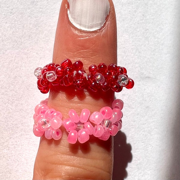 Ringe Blumen rosa oder rot frei wählbar s-m Schmuck Frau Geschenk