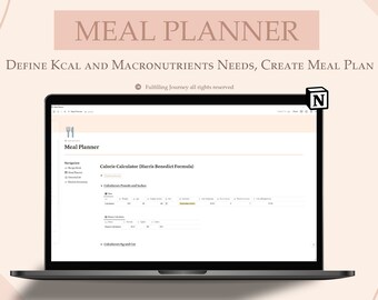 Notion Template Meal Planner Notion Planner Grocery List Kitchen Inventory Nutrition Macronutrients Calories Calculator Healthy Food