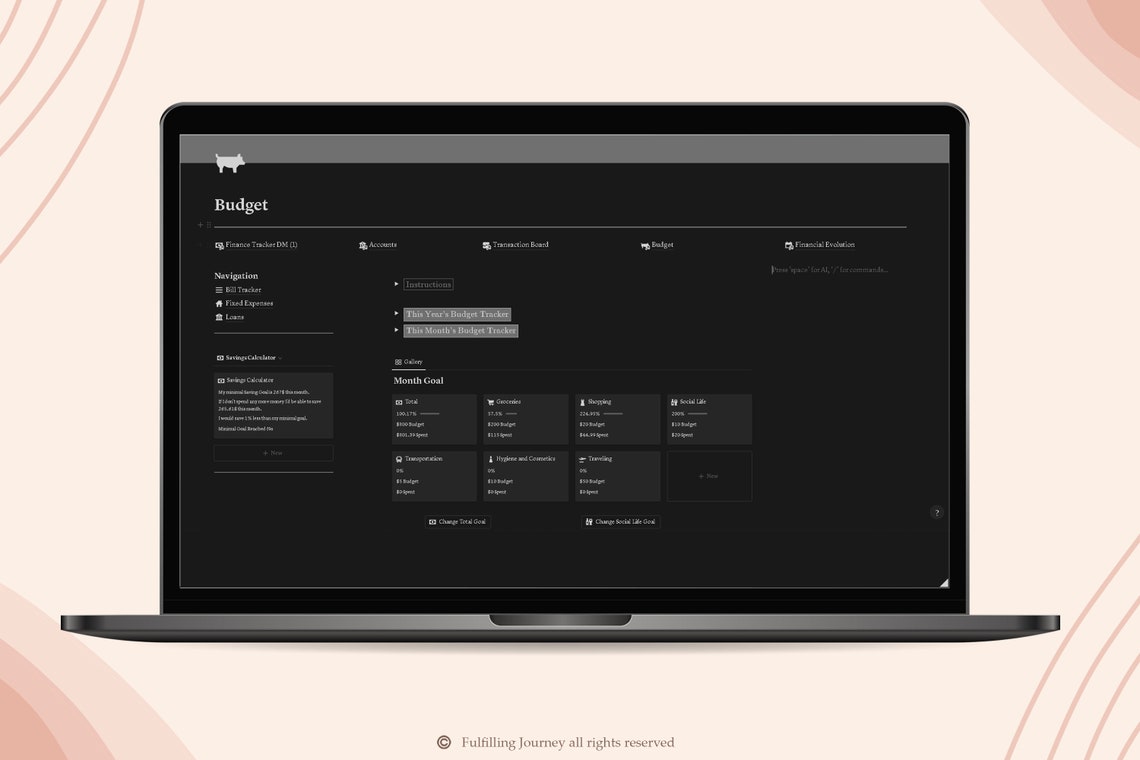 Notion Template Personal Finance Tracker Budget Tracker | Income and ...