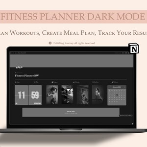 Notion Template Fitness Planner Weight Loss Planner Gym Journal, Fitness Tracker Workout Plan, Notion Dashboard Self Care Wellness Dark Mode