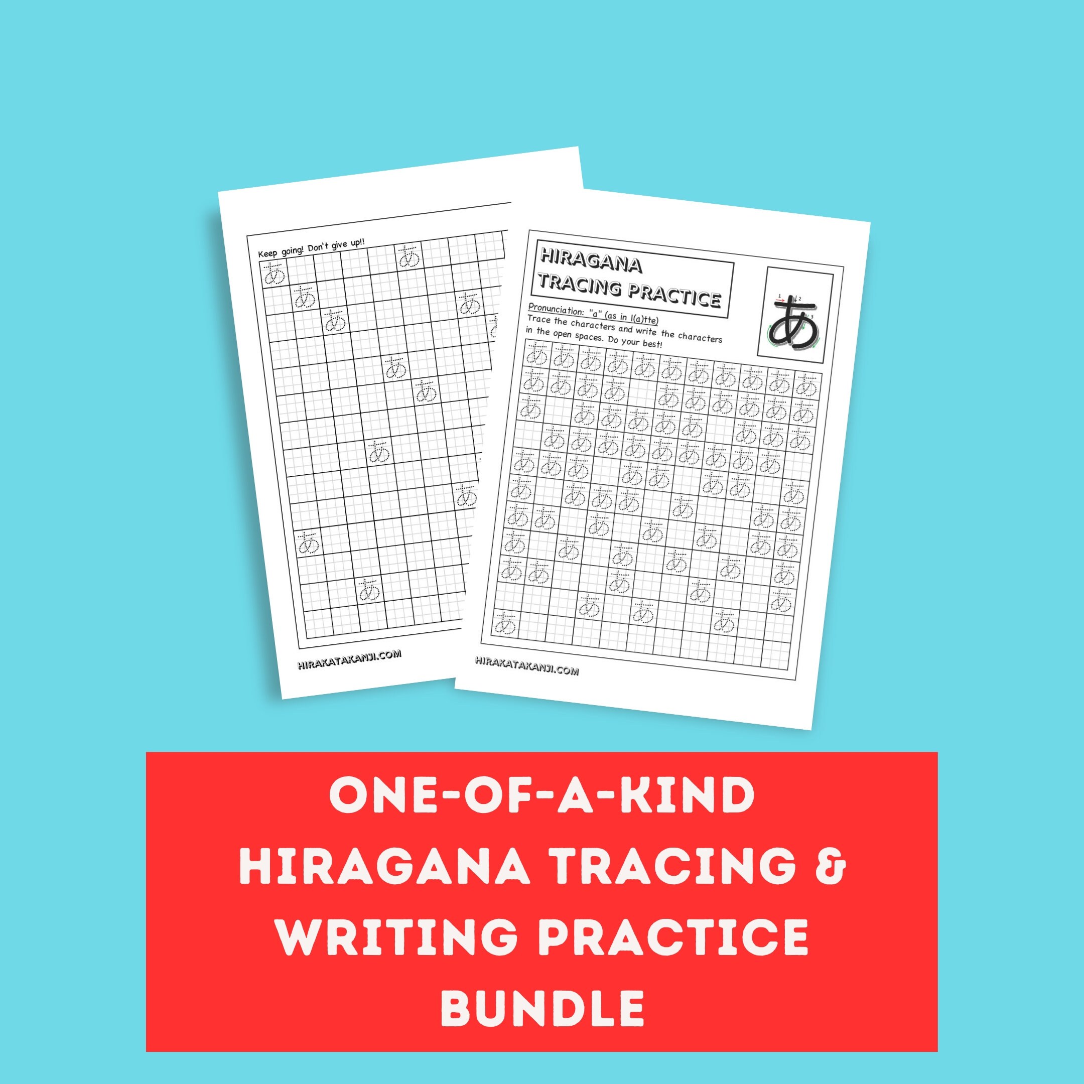 Japanese hiragana tracing and writing practice bundle japanese