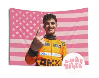 Lando Norris Pink Wall Tapestry American Flag | McLaren Racing | Formula One | F1 | Miami Grand Prix | P1 | NOR 4