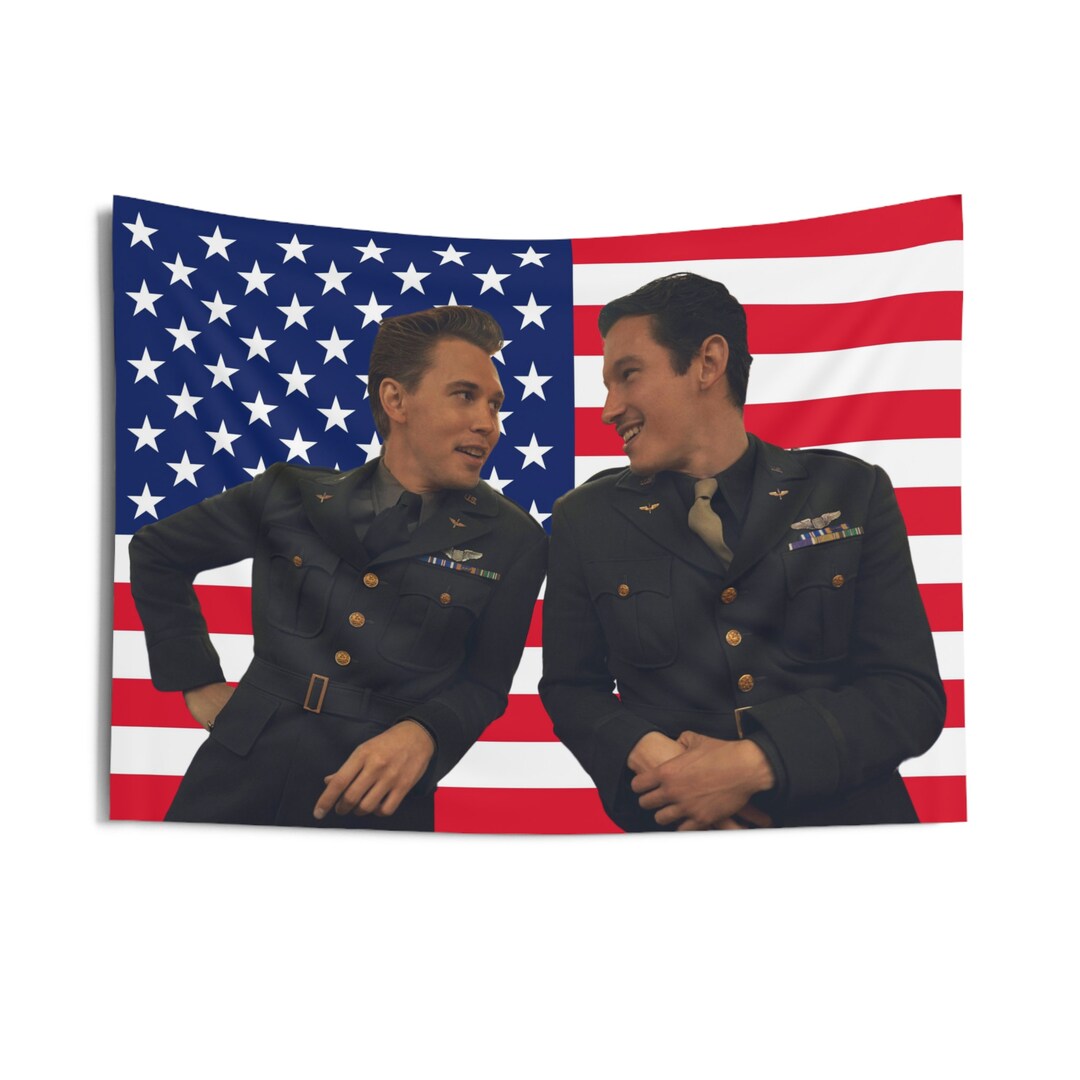 Callum Turner & Austin Butler Wall Tapestry American Flag Masters of ...