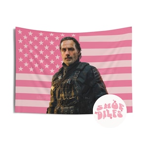 Andrew Lincoln Pink Wall Tapestry American Flag