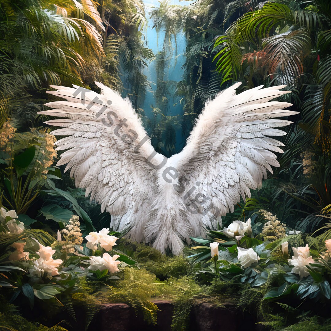 19 X Digital Backdrops, Angel Wings in Enchanted Garden, Maternity ...