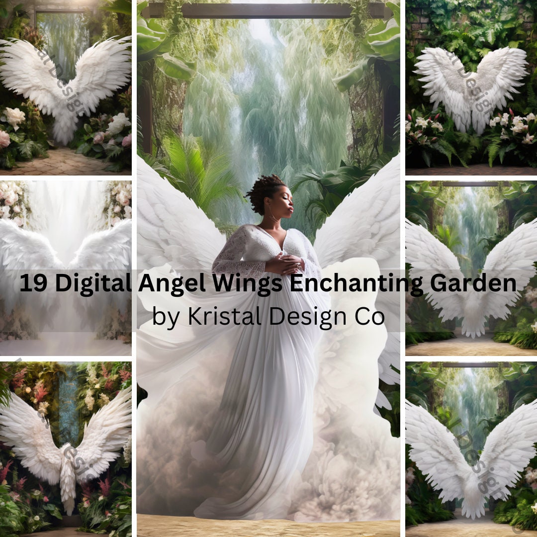 19 X Digital Backdrops, Angel Wings in Enchanted Garden, Maternity ...