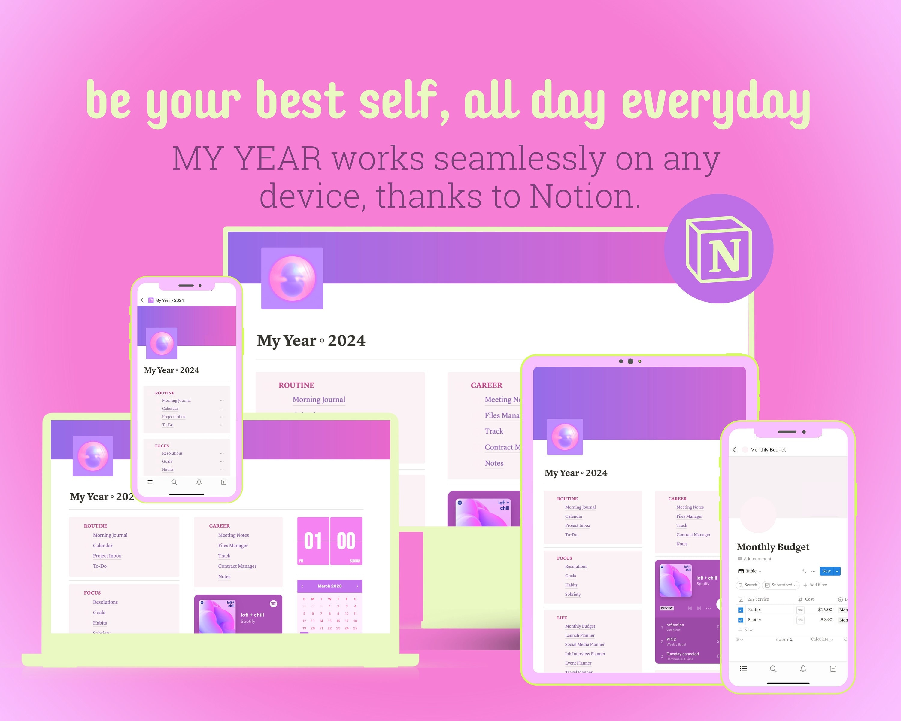 MY YEAR 2024 All In One Aesthetic 2024 Planner Notion Template Etsy