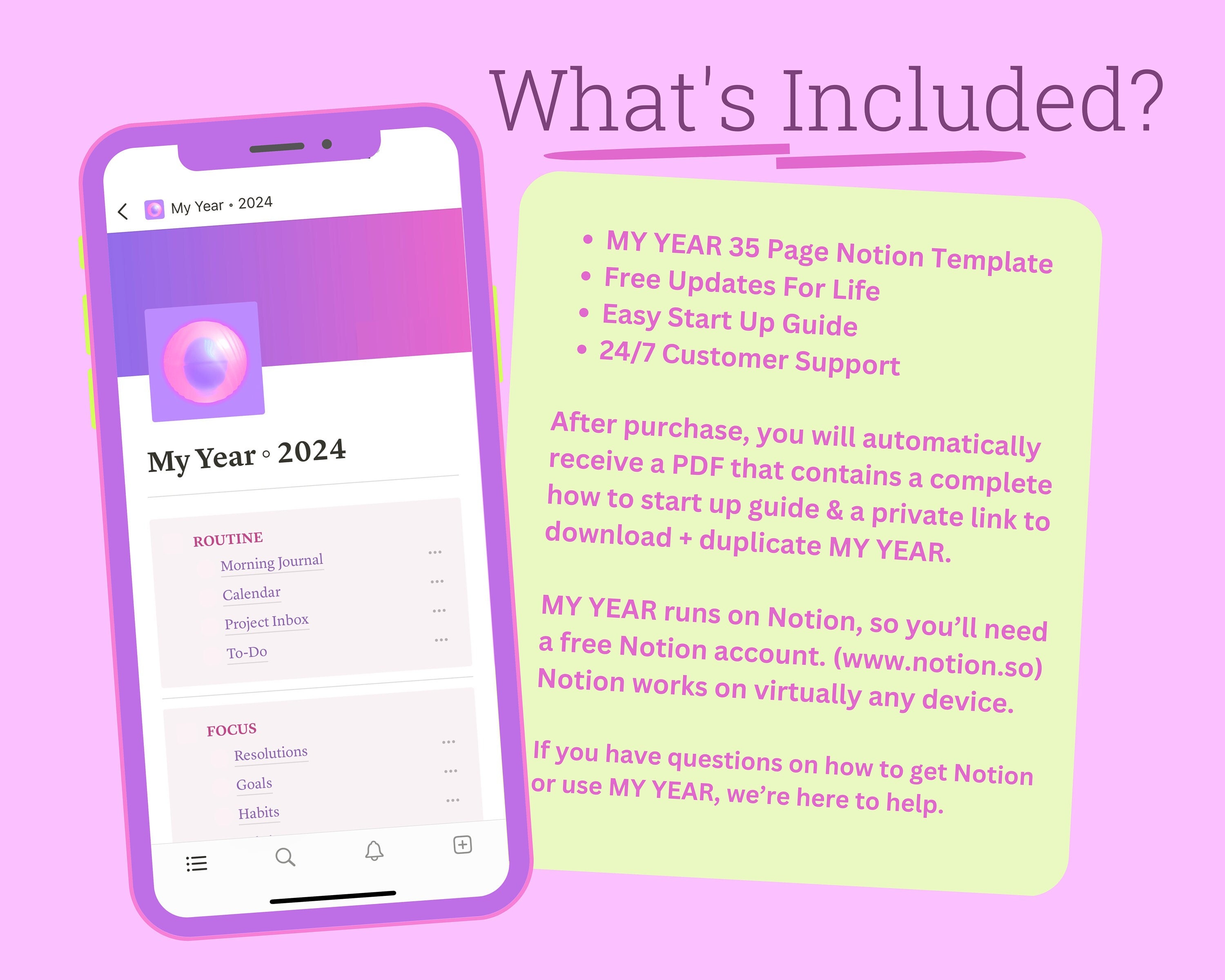 MY YEAR 2024 All In One Aesthetic 2024 Planner Notion Template Etsy
