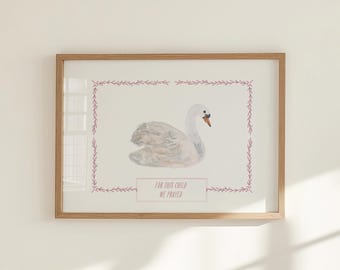 Swan Nursery Print: "For This Child" Christian Art (Digital Download)