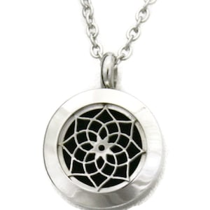 Sacred Lotus 316L Stainless Steel Essential Oil Diffuser Necklace- 20mm- 20&quot;