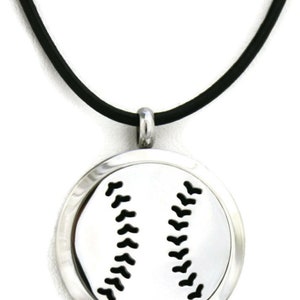 Baseball Stainless Steel Essential Oil Diffuser Necklace- 30mm