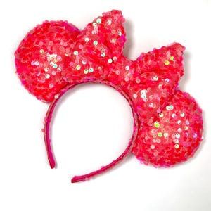 Neon Pink Double Sequin Park Ears